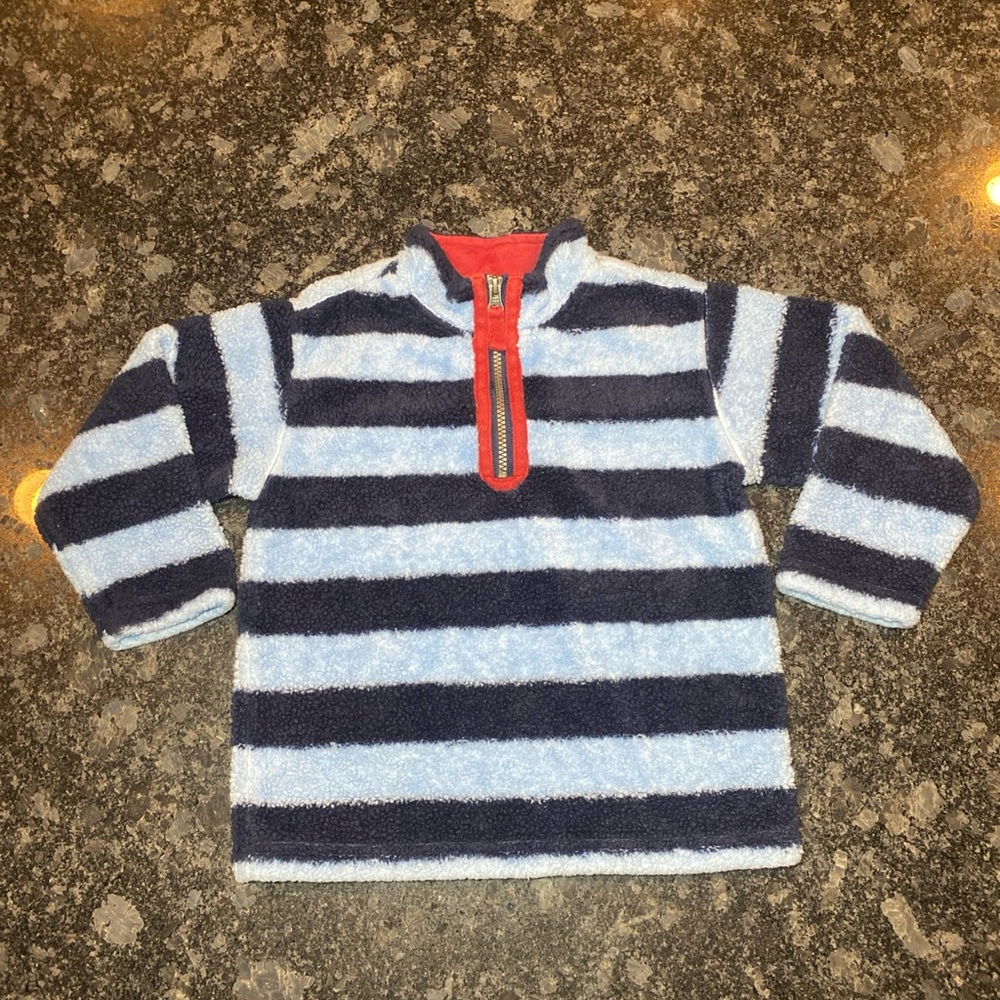 Hanna Andersson Boys 1/4 Zip Pullover Striped Sweater 100 4T Blue